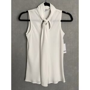 Bar III Sleeveless Top Women's XS Tie Neck White NEW